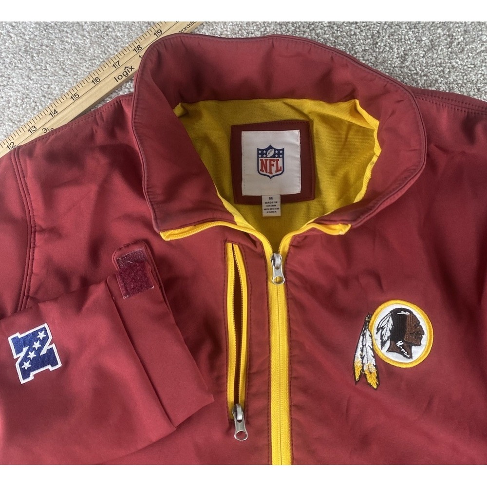 VTG NFL Washington Redskins Fleece Windbreaker Jacket Mens M Pockets Stretch